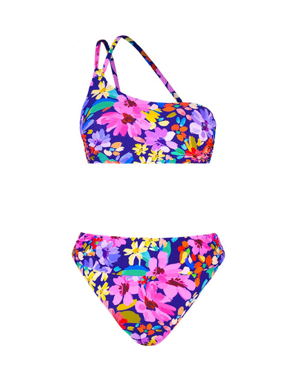 Elegant Green Floral High Waist Bikini