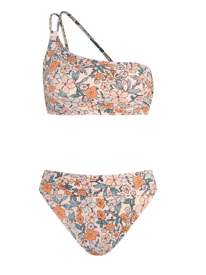 Elegant Green Floral High Waist Bikini