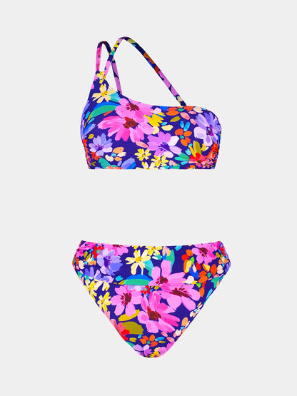 Elegant Green Floral High Waist Bikini