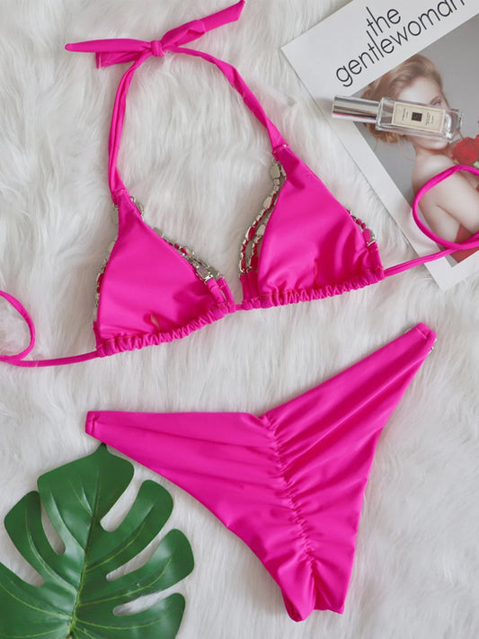 Crystal Chain Triangle Bikini Set